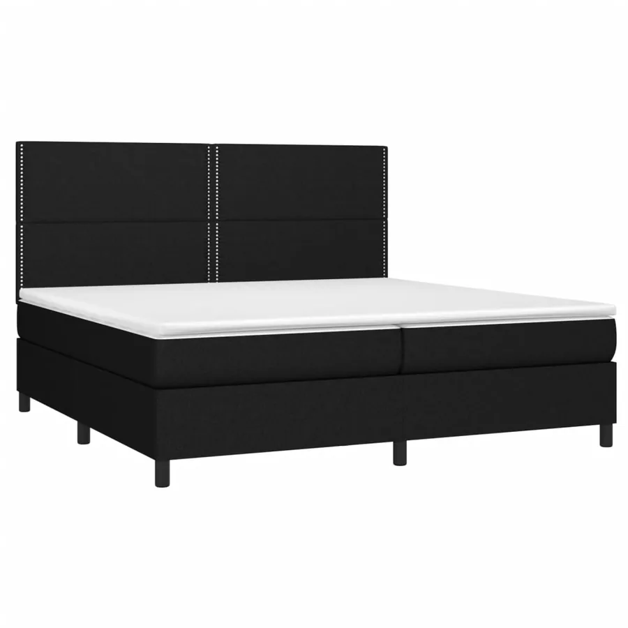 Sommier à lattes de lit avec matelas Noir 200x200 cm Tissu - 3