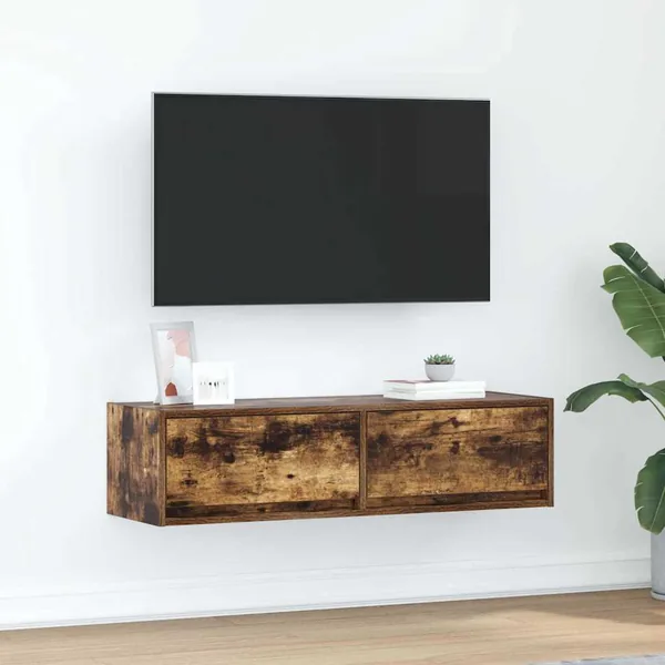 Meuble TV Chêne fumé 100 x 31 x 25,5 cm Bois d'ingénierie