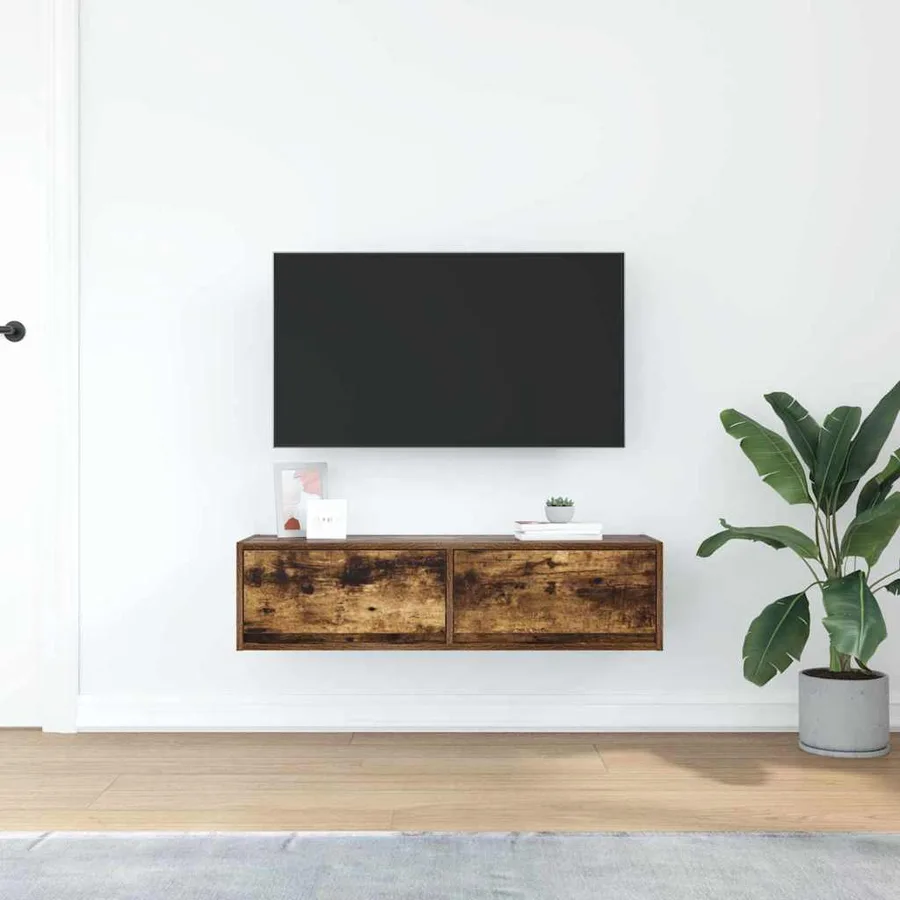 Meuble TV Chêne fumé 100 x 31 x 25,5 cm Bois d'ingénierie - 4