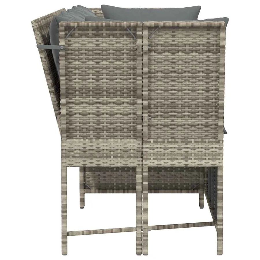 Canapé de jardin et coussins gris clair résine tressée - 5