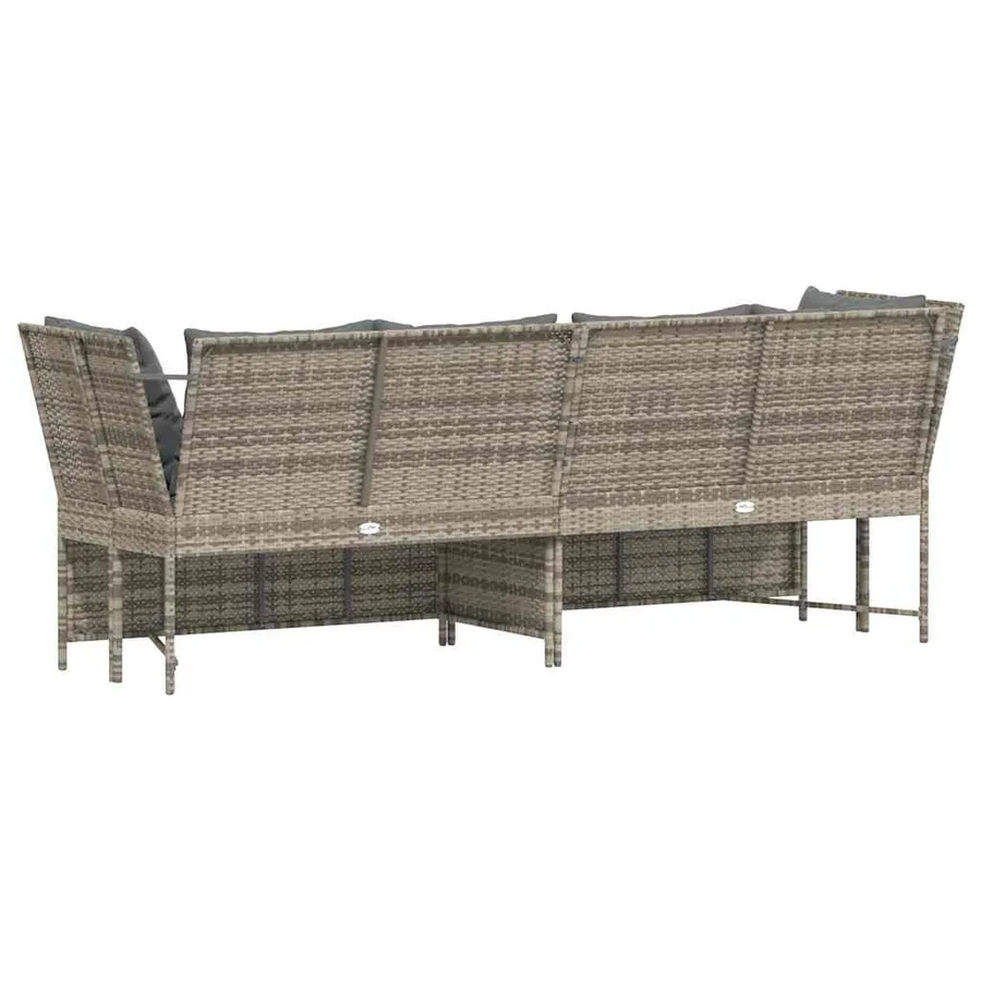 Canapé de jardin et coussins gris clair résine tressée - 6