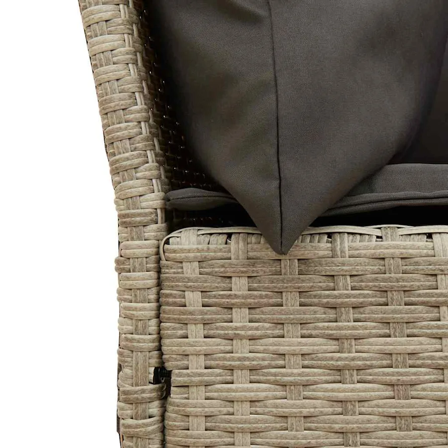 Canapé de jardin et coussins gris clair résine tressée - 7