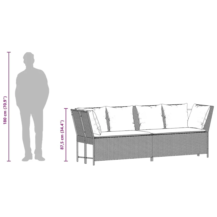 Canapé de jardin avec coussins beige résine tressée - 10