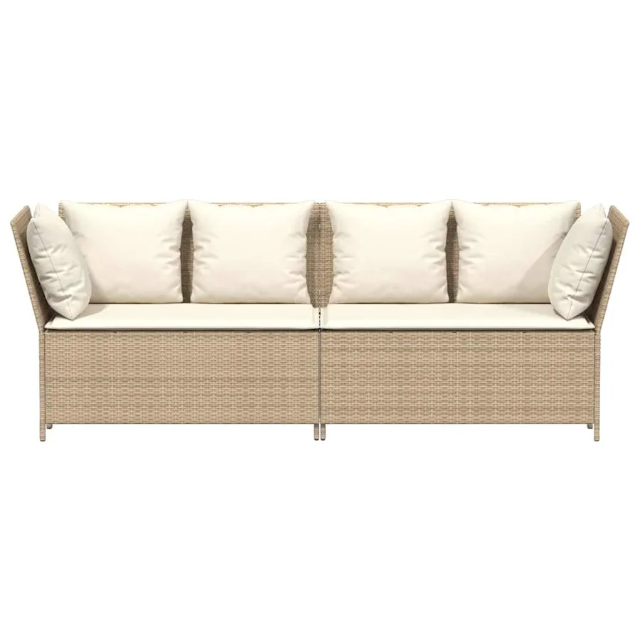 Canapé de jardin avec coussins beige résine tressée - 4