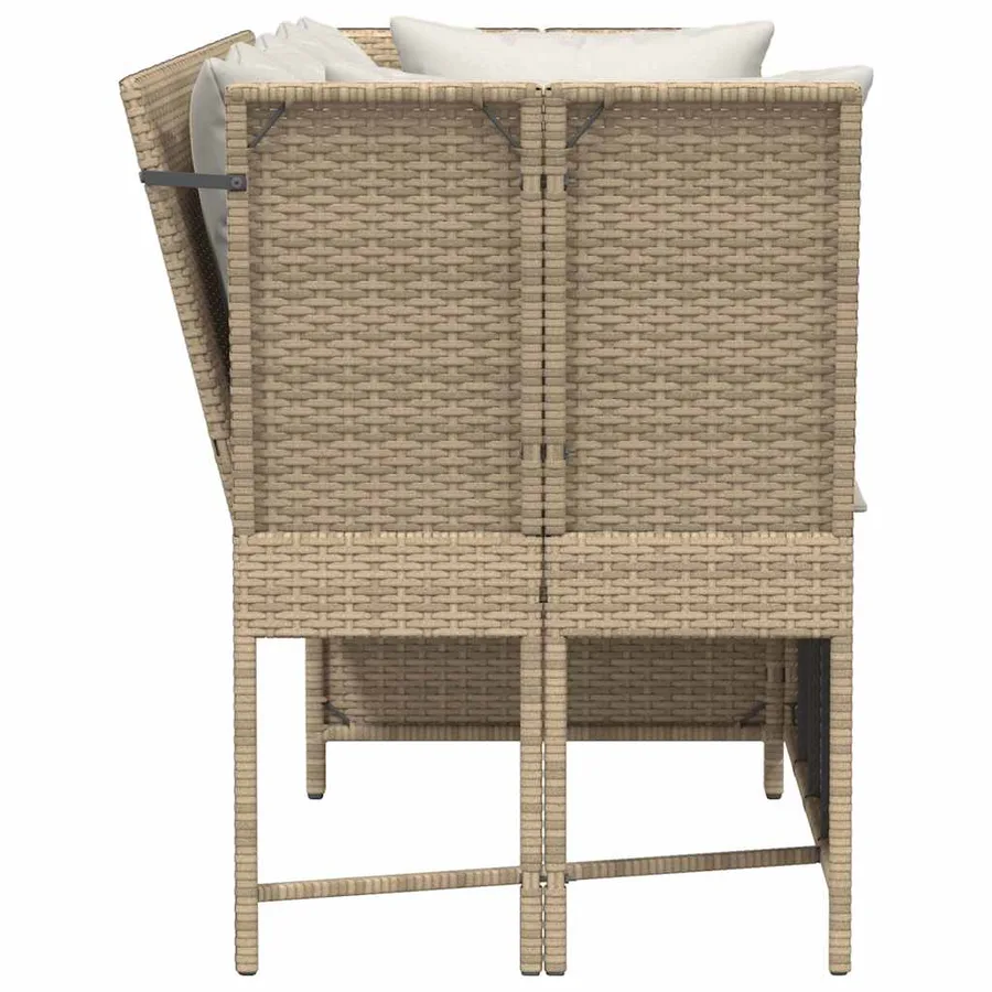 Canapé de jardin avec coussins beige résine tressée - 5