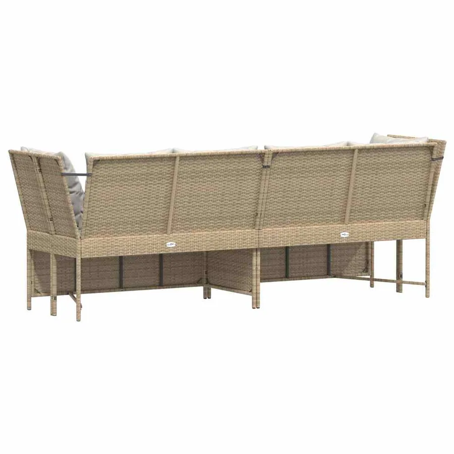 Canapé de jardin avec coussins beige résine tressée - 6