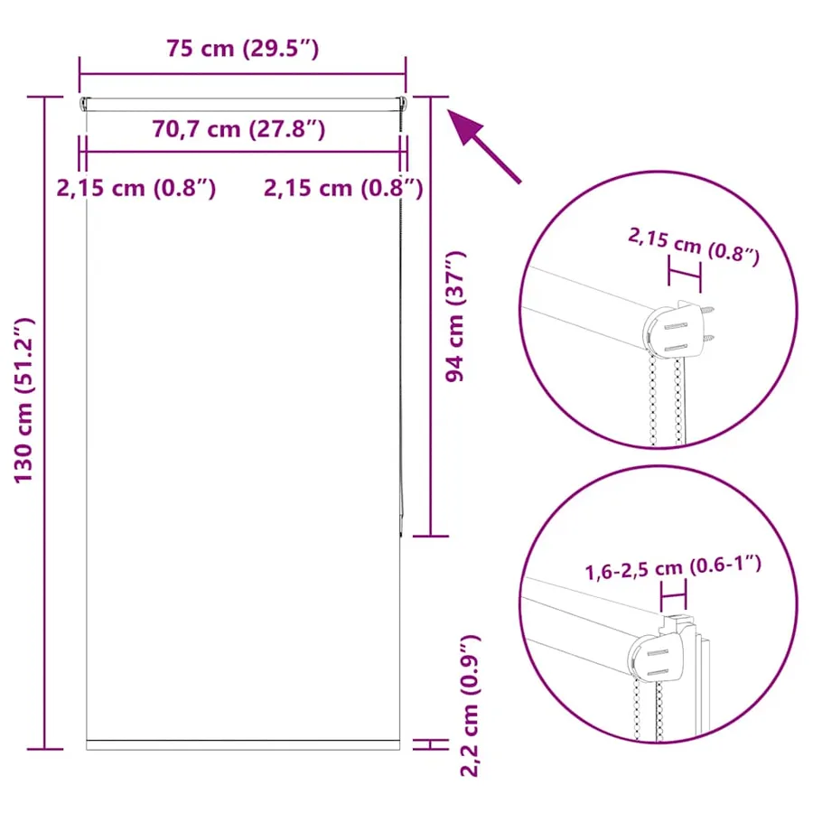 Store enrouleur occultant jaune largeur du tissu 70,7 cm - 18