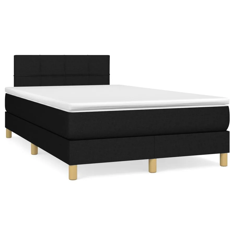 Sommier à lattes de lit avec matelas Noir 120x200 cm Tissu - 2