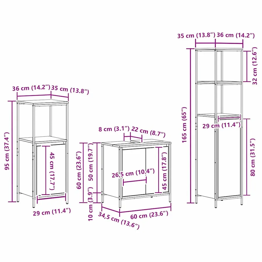 Ensemble de mobilier de salle de bain 3 pcs Gris Sonoma et noir - 13