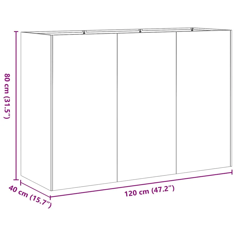 Jardinière 120x40x80 cm acier inoxydable - 9