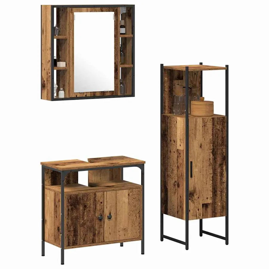 Ensemble de mobilier de salle de bain avec étagère 3 pcs Marron - 3