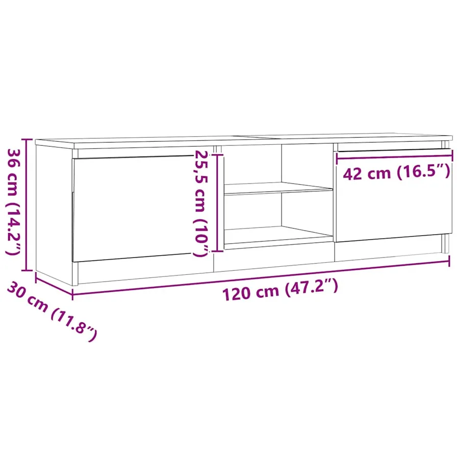 Meuble TV avec éclairage LED en chêne noir 120 x 30 x 36 cm bois d'ingénierie - 15