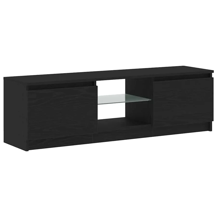 Meuble TV avec éclairage LED en chêne noir 120 x 30 x 36 cm bois d'ingénierie - 3