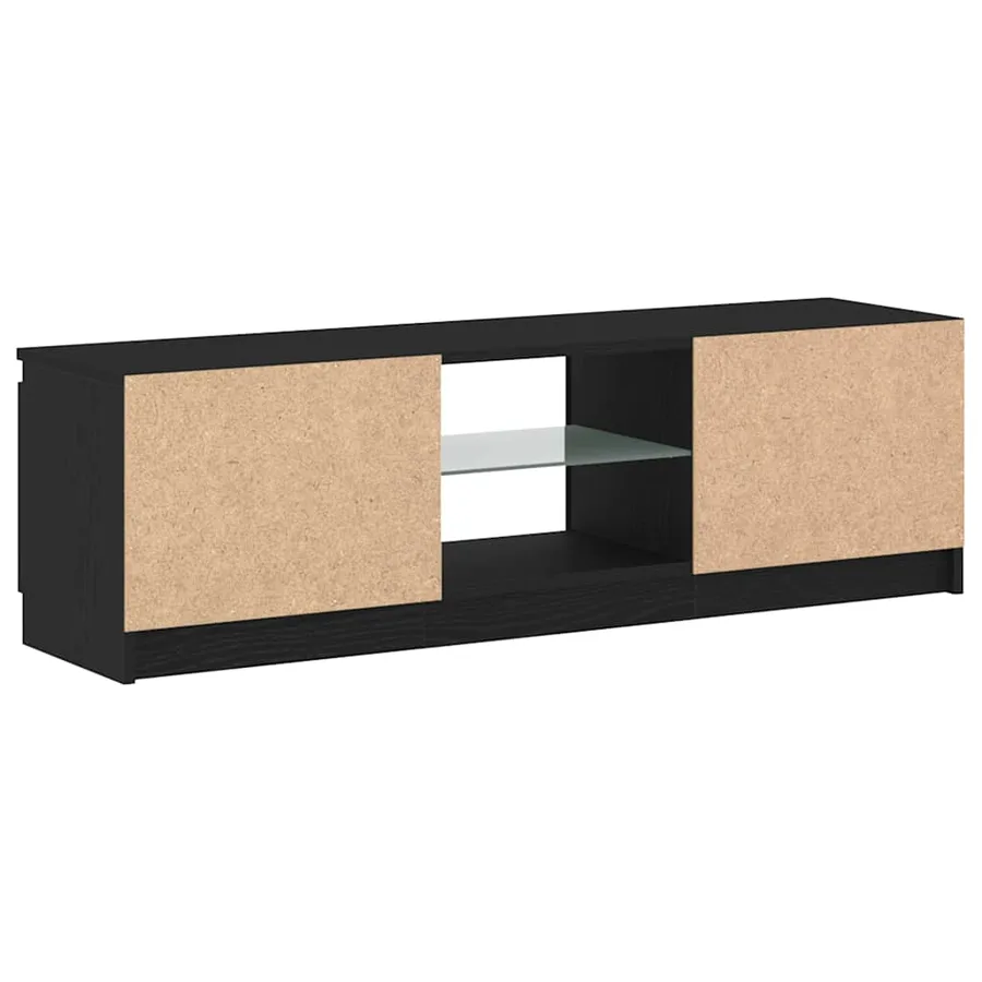 Meuble TV avec éclairage LED en chêne noir 120 x 30 x 36 cm bois d'ingénierie - 9