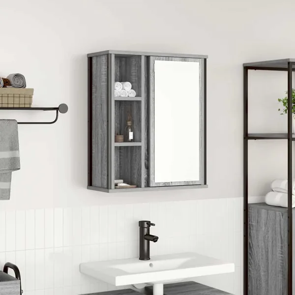Armoire murale de salle de bain miroir sonoma gris 50x21x60 cm