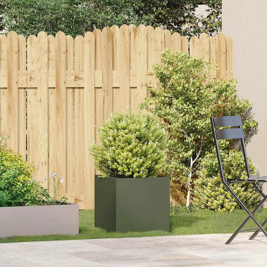 Jardinière vert olive 40x40x40 cm acier laminé à froid - 3