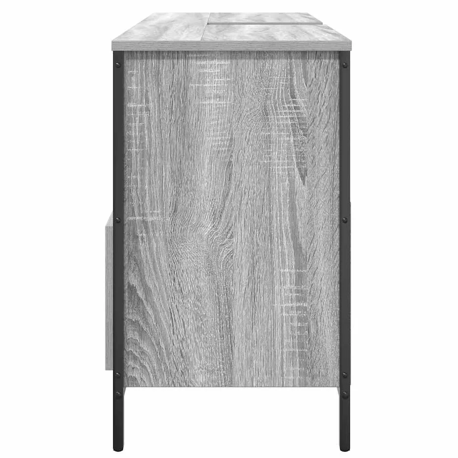 Meuble de salle de bain lavabo tiroirs sonoma gris 90x34,5x60cm - 7