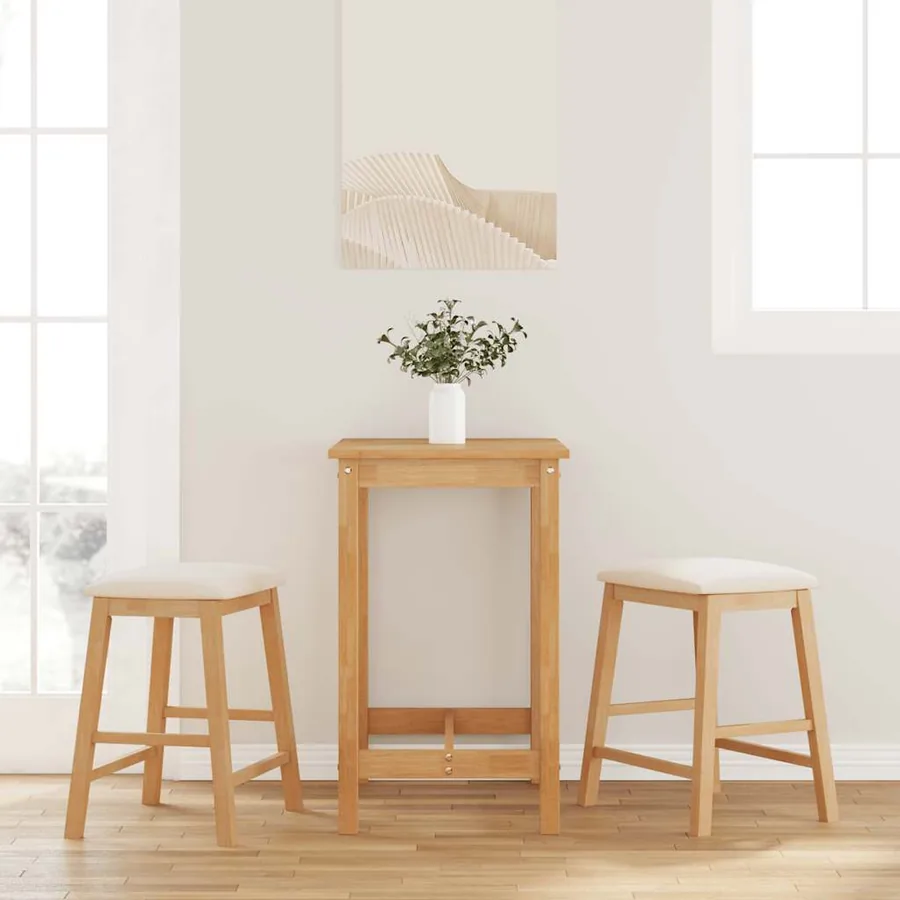 chaises de bar avec coussins 2 pcs bois massif d'hévéa