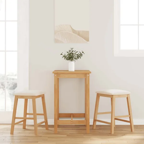 chaises de bar avec coussins 2 pcs bois massif d'hévéa