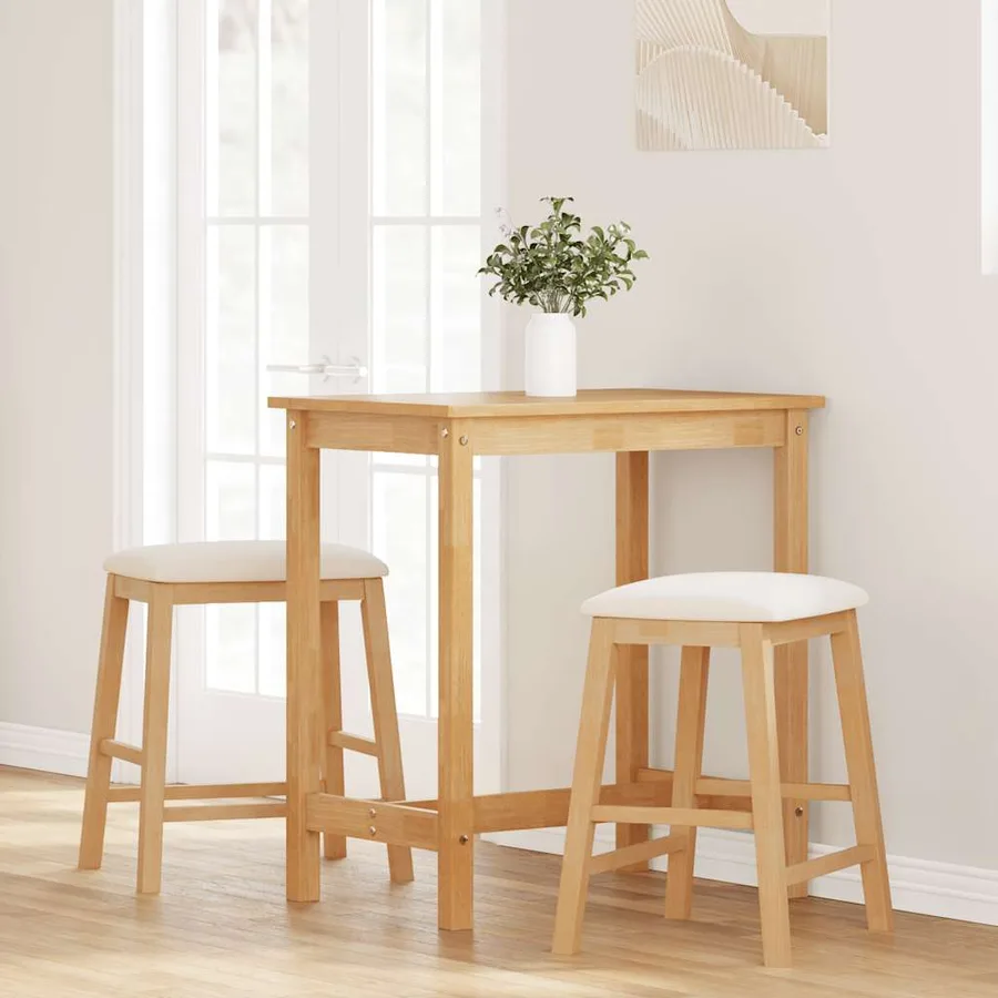 chaises de bar avec coussins 2 pcs bois massif d'hévéa - 3