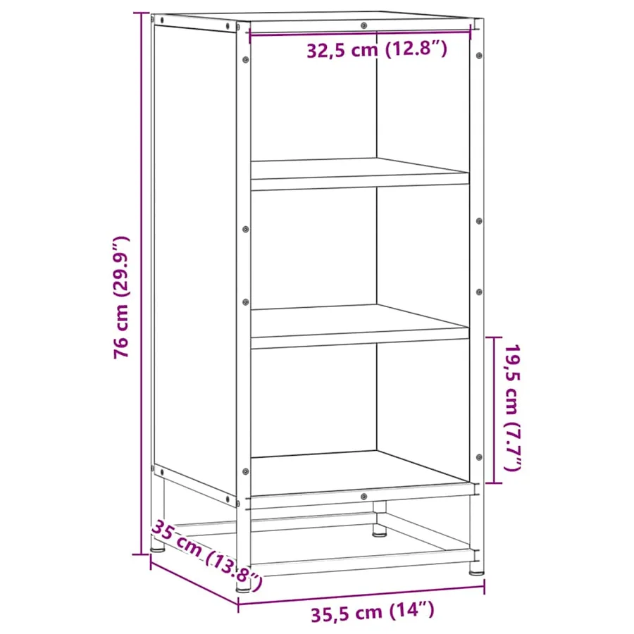 Buffet chêne sonoma 35,5x35x76 cm bois d'ingénierie et métal - 9