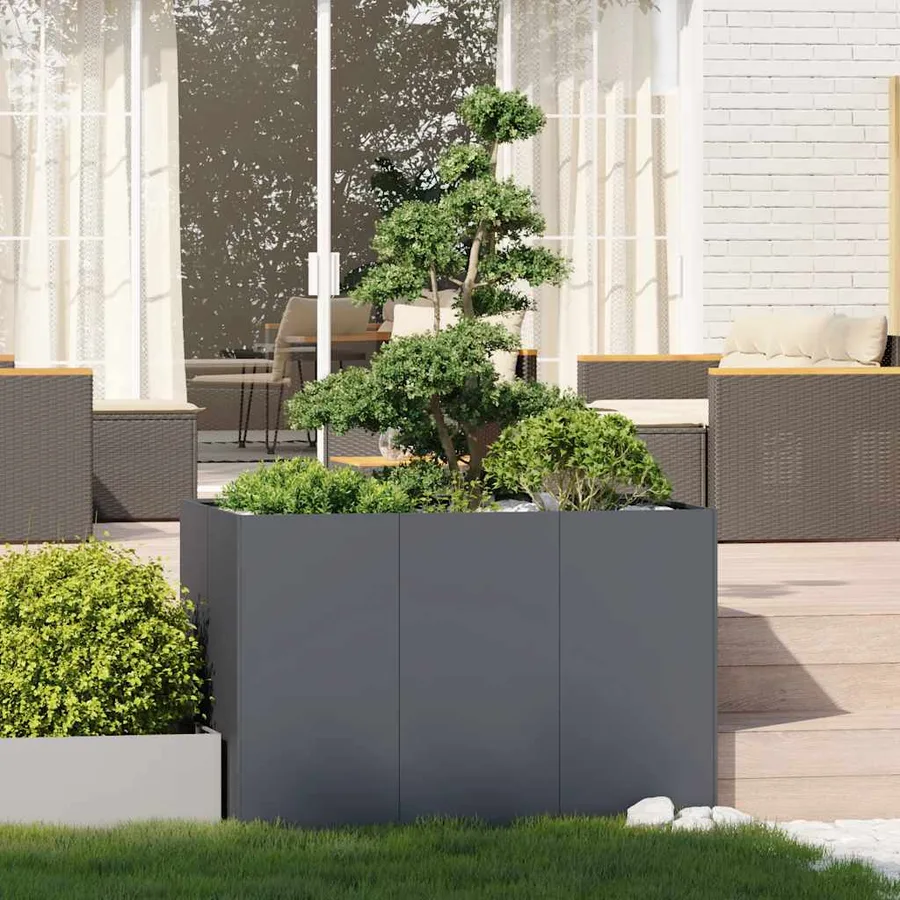 Jardinière anthracite 120x80x80 cm acier - 3