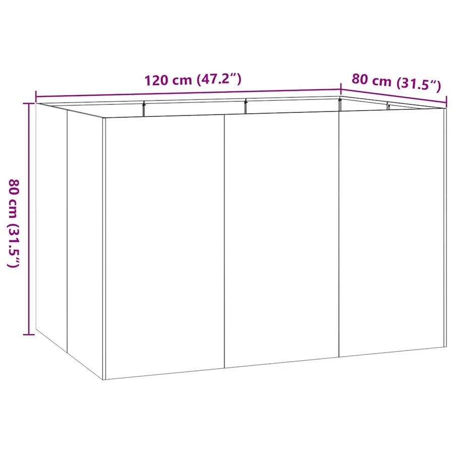 Jardinière anthracite 120x80x80 cm acier - 9