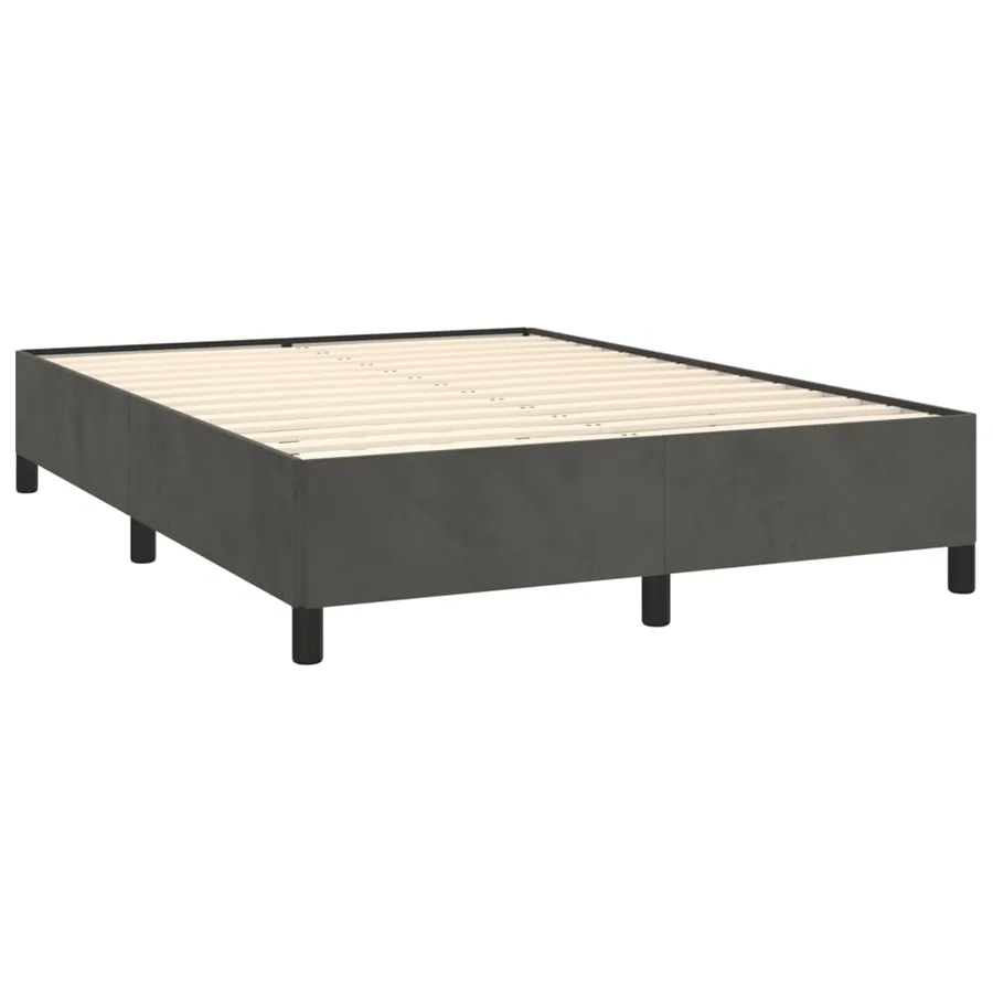 Cadre de lit sans matelas gris foncé 140x190 cm velours - 4