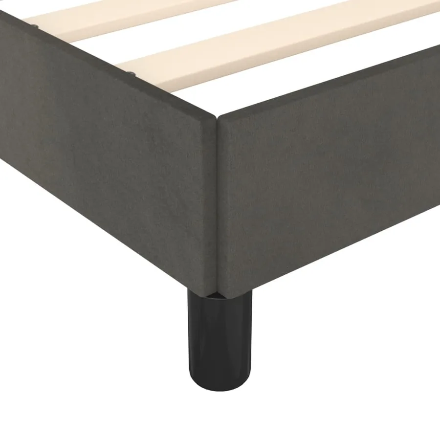 Cadre de lit sans matelas gris foncé 140x190 cm velours - 7