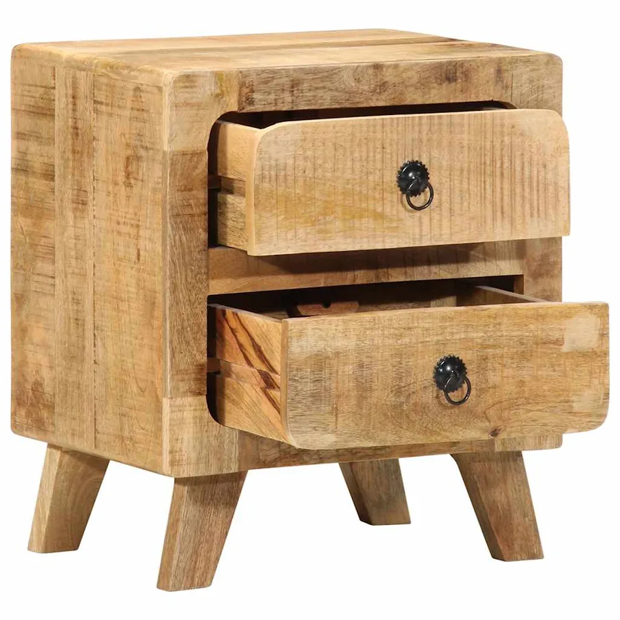 Table de chevet 2 pcs 40x32x46 cm bois massif de manguier brut - 5