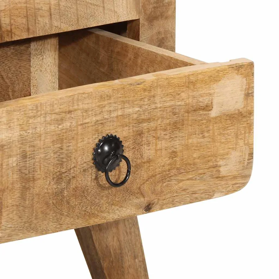 Table de chevet 2 pcs 40x32x46 cm bois massif de manguier brut - 7
