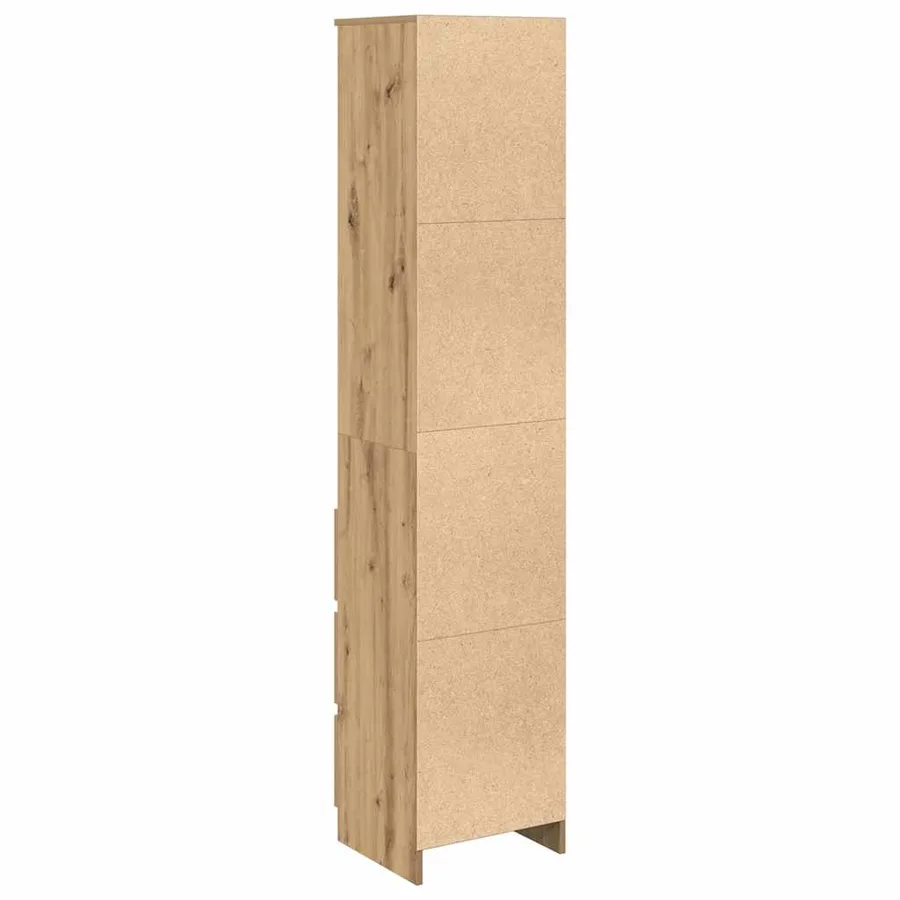 Buffet haut chêne artisanal 37,5x35x180 cm bois d'ingénierie - 8
