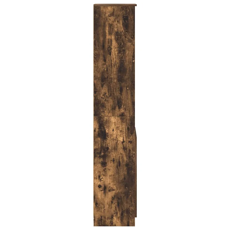 Buffet haut chêne fumé 37,5x35x180 cm bois d'ingénierie - 6