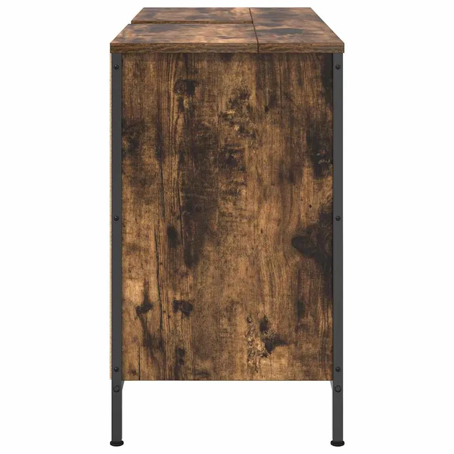 Meuble sous-vasque avec tiroirs chêne fumé 90x34,5x60 cm - 7