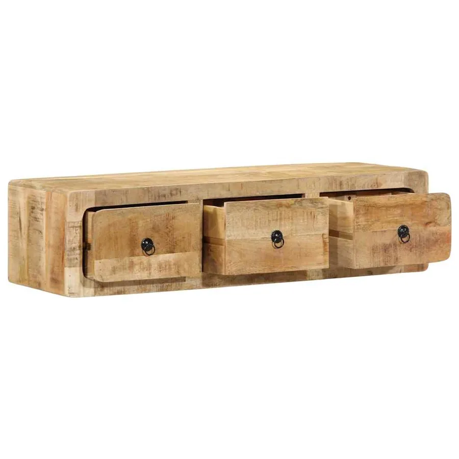 Meuble TV mural 100x32x25 cm bois massif manguier brut - 13