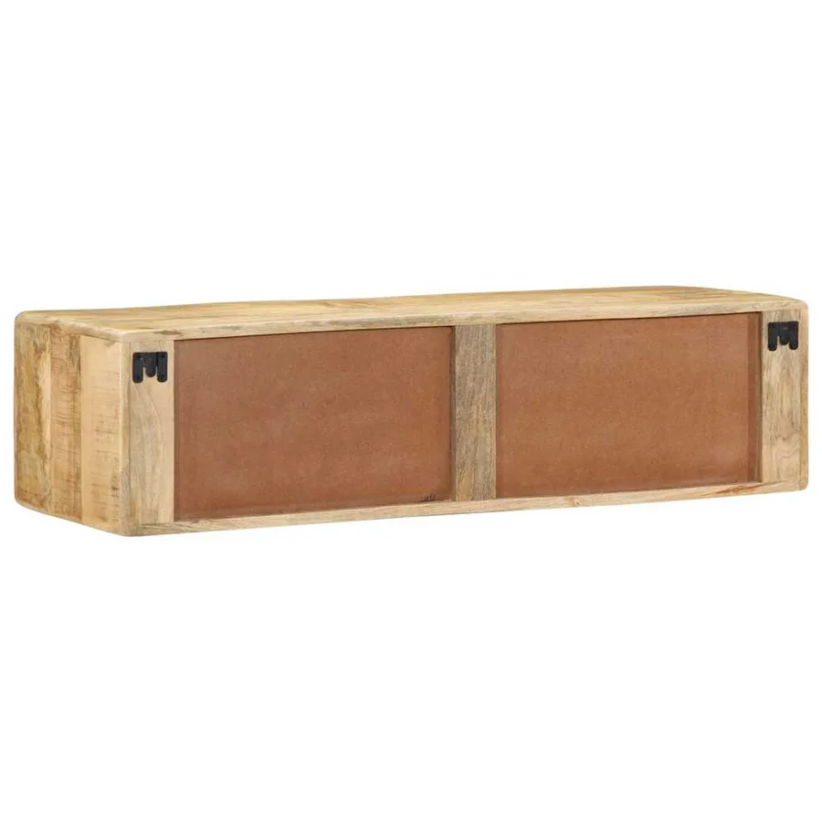Meuble TV mural 100x32x25 cm bois massif manguier brut - 4