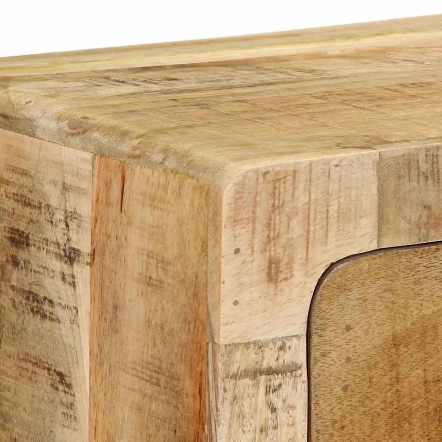 Meuble TV mural 100x32x25 cm bois massif manguier brut - 5
