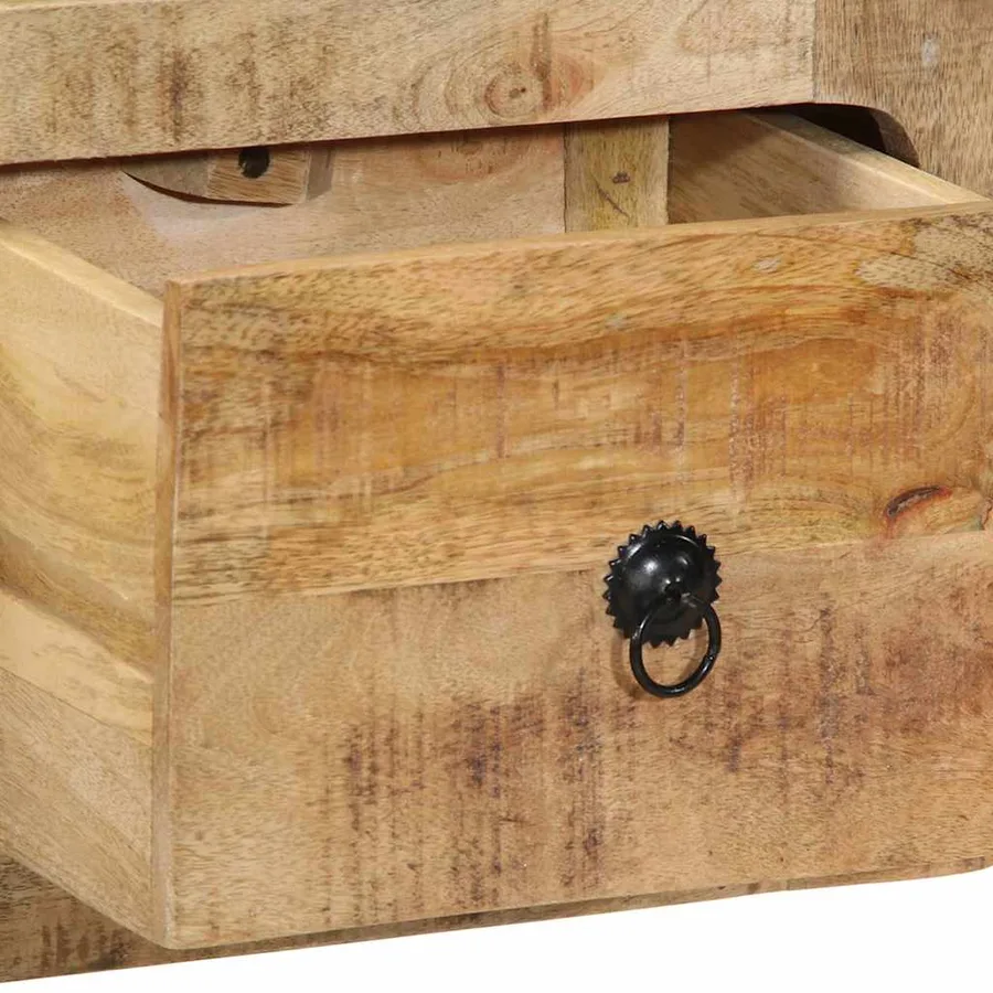 Meuble TV mural 100x32x25 cm bois massif manguier brut - 6