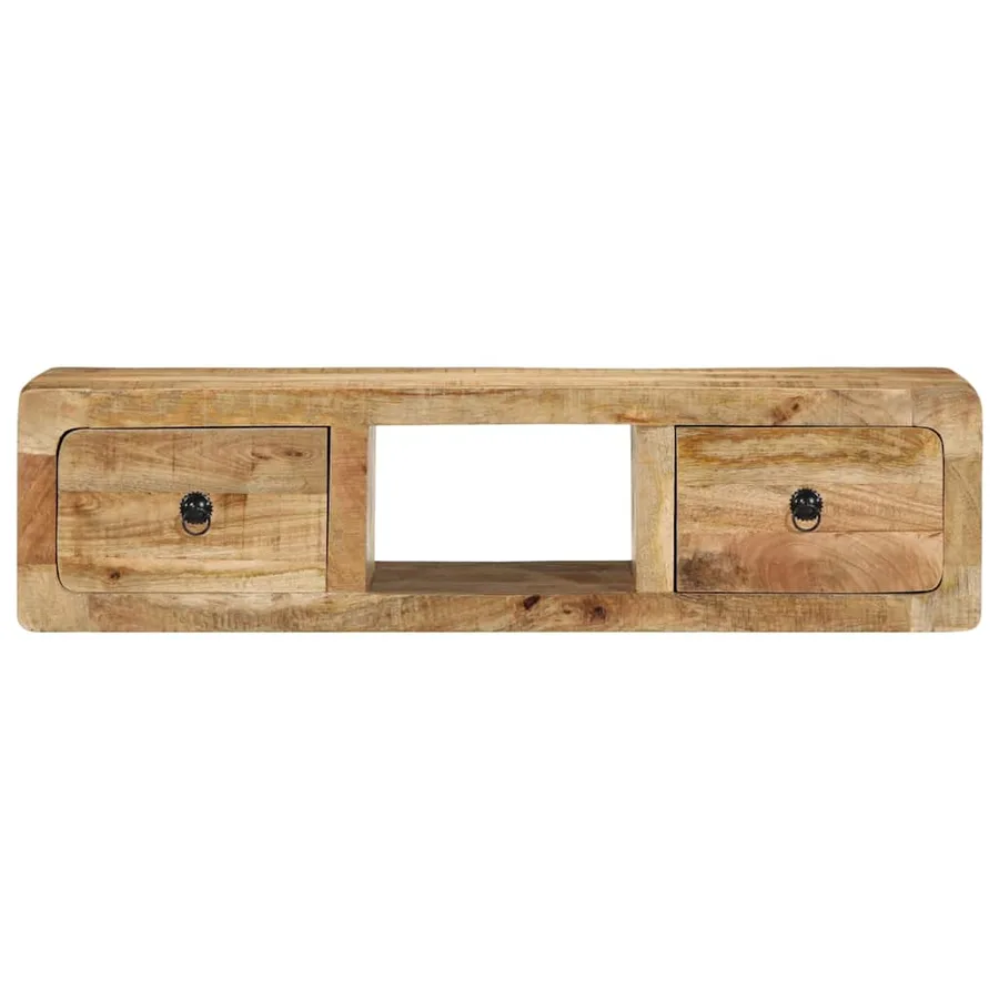 Meuble TV mural 100x32x25 cm bois massif manguier brut - 2