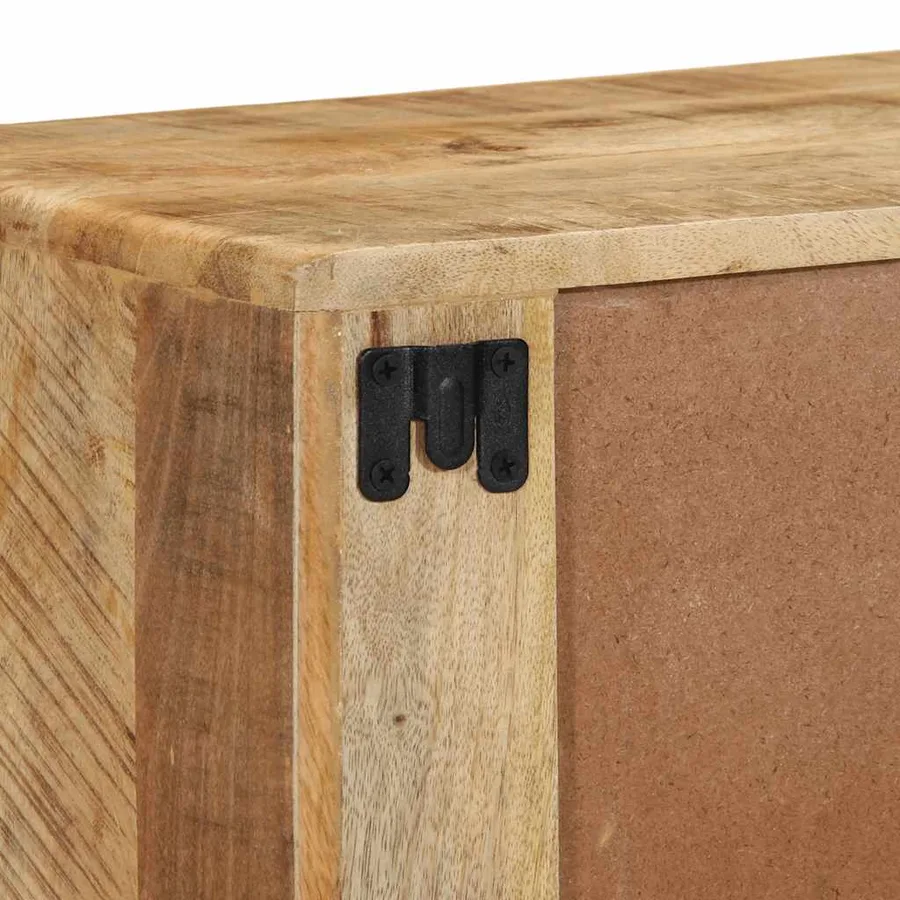 Meuble TV mural 100x32x25 cm bois massif manguier brut - 6