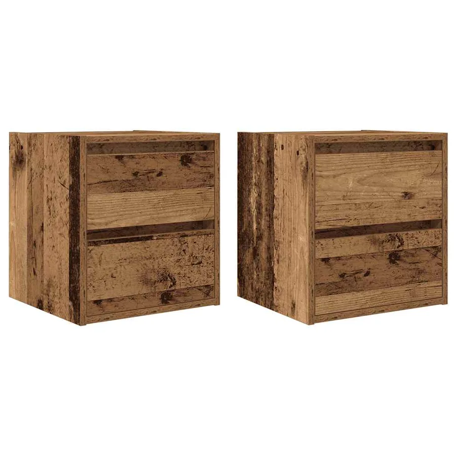 Tables de chevet murales 2 pcs vieux bois 38x34x40 cm - 2