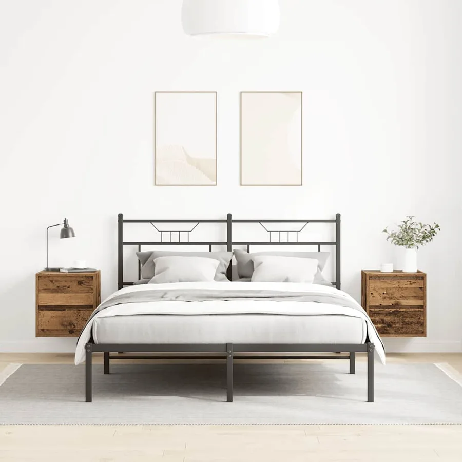 Tables de chevet murales 2 pcs vieux bois 38x34x40 cm - 3