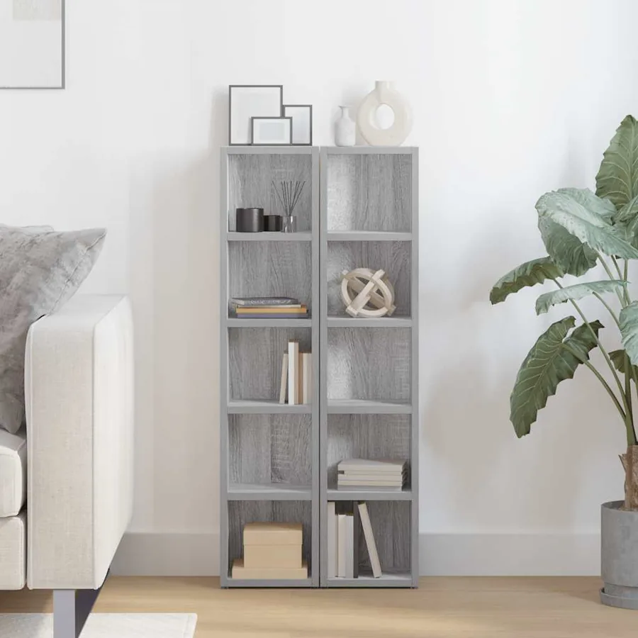 Armoires à CD 2 pcs Sonoma gris 21x16x93,5 cm Bois d'ingénierie - 3