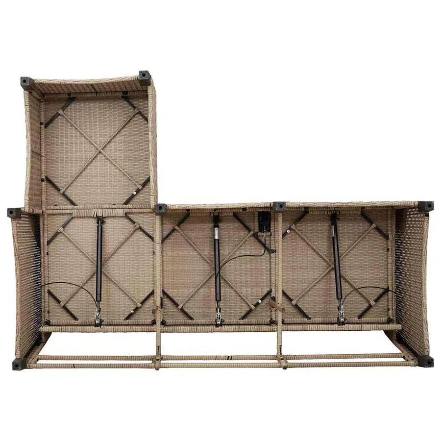 Canapé de jardin inclinable coussins forme de L beige polyrotin - 10