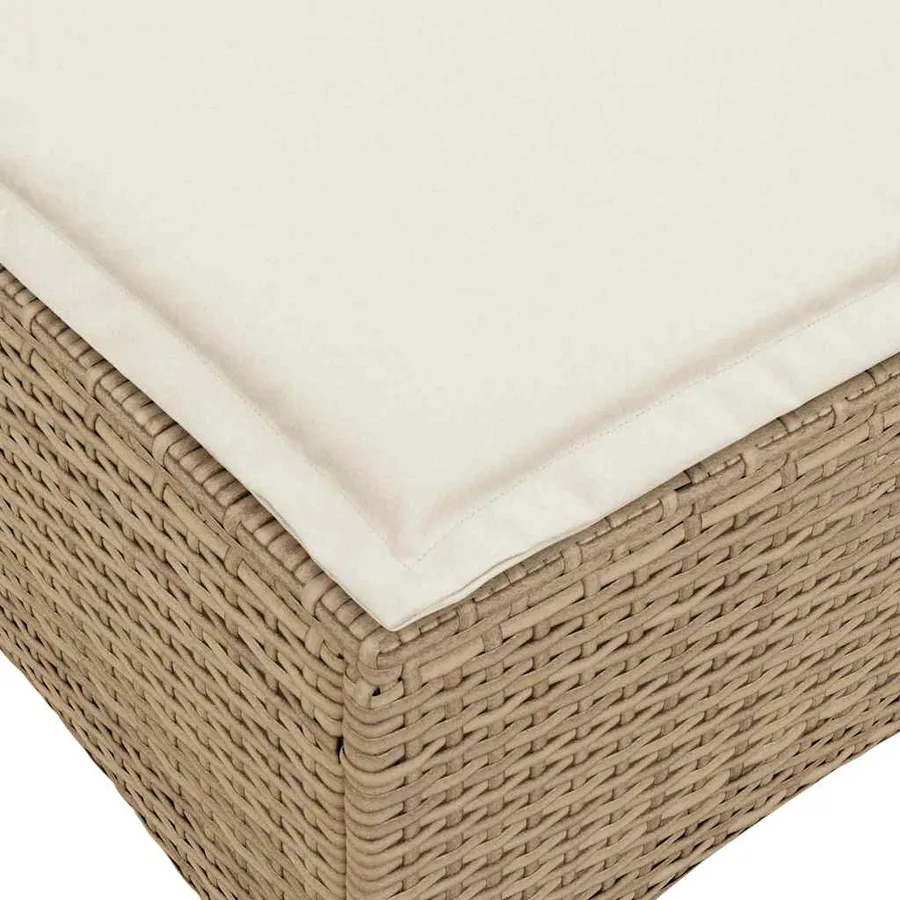 Canapé de jardin inclinable coussins forme de L beige polyrotin - 11