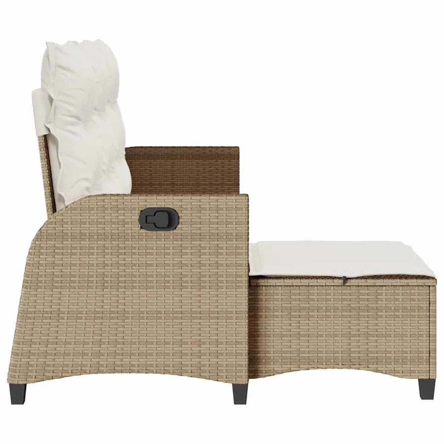 Canapé de jardin inclinable coussins forme de L beige polyrotin - 6