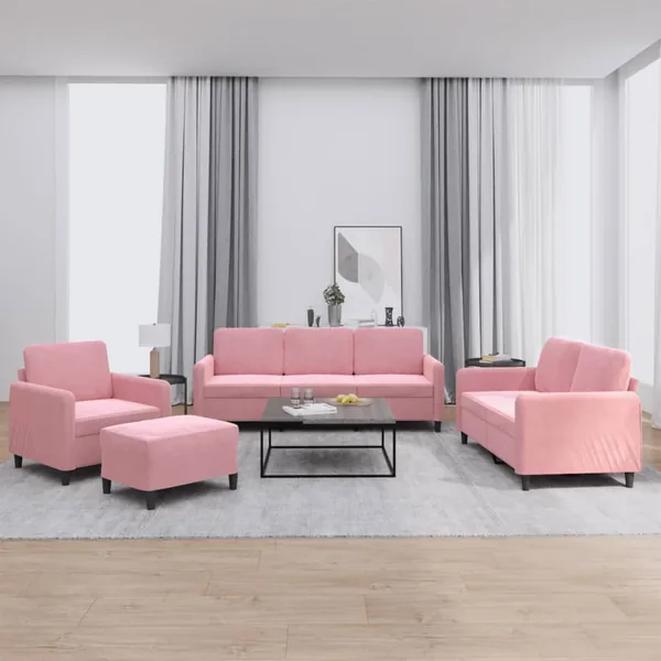 Ensemble de canapés 4 pcs rose velours