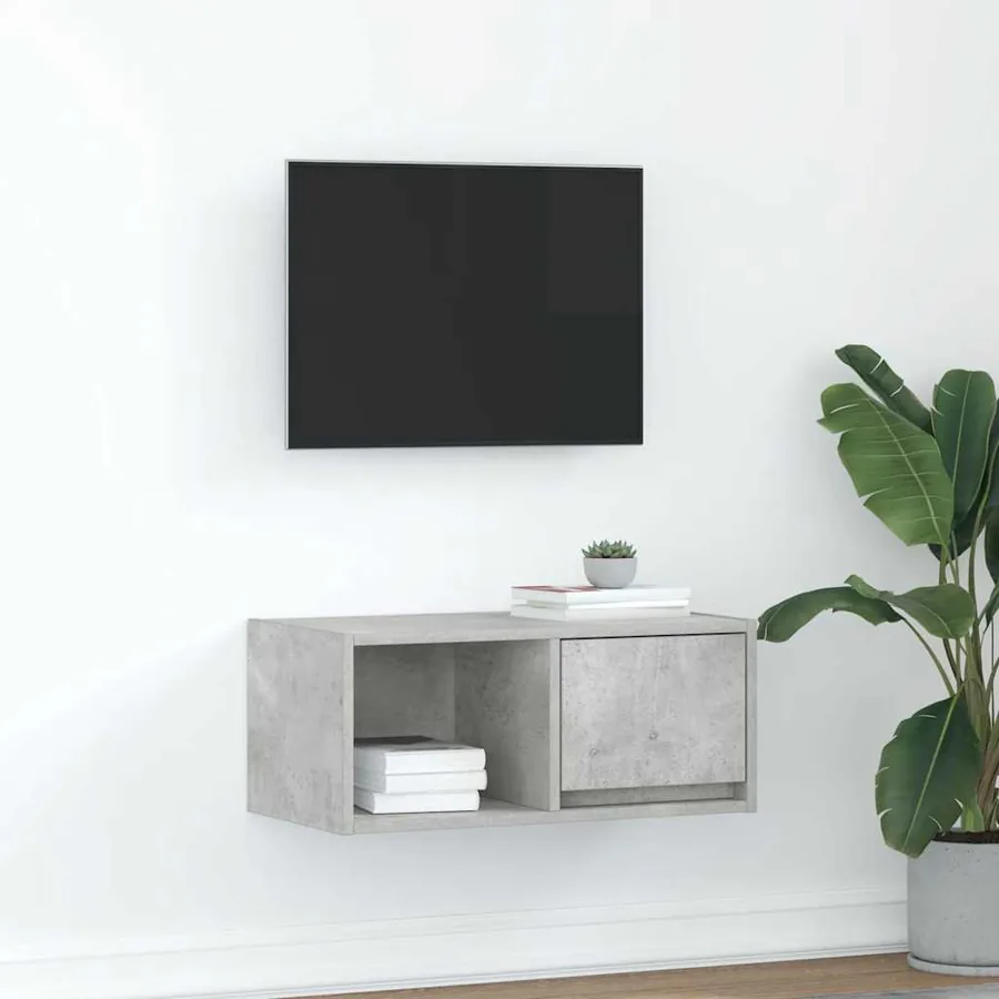 Meuble TV gris béton 60x31x25,5 cm bois d'ingénierie