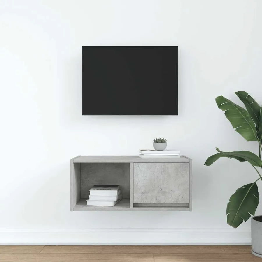 Meuble TV gris béton 60x31x25,5 cm bois d'ingénierie - 3
