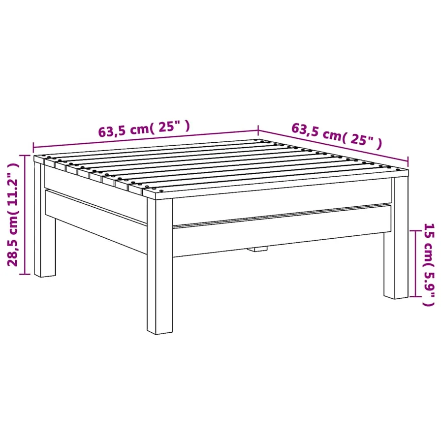 Repose-pied de jardin blanc bois de pin massif - 5